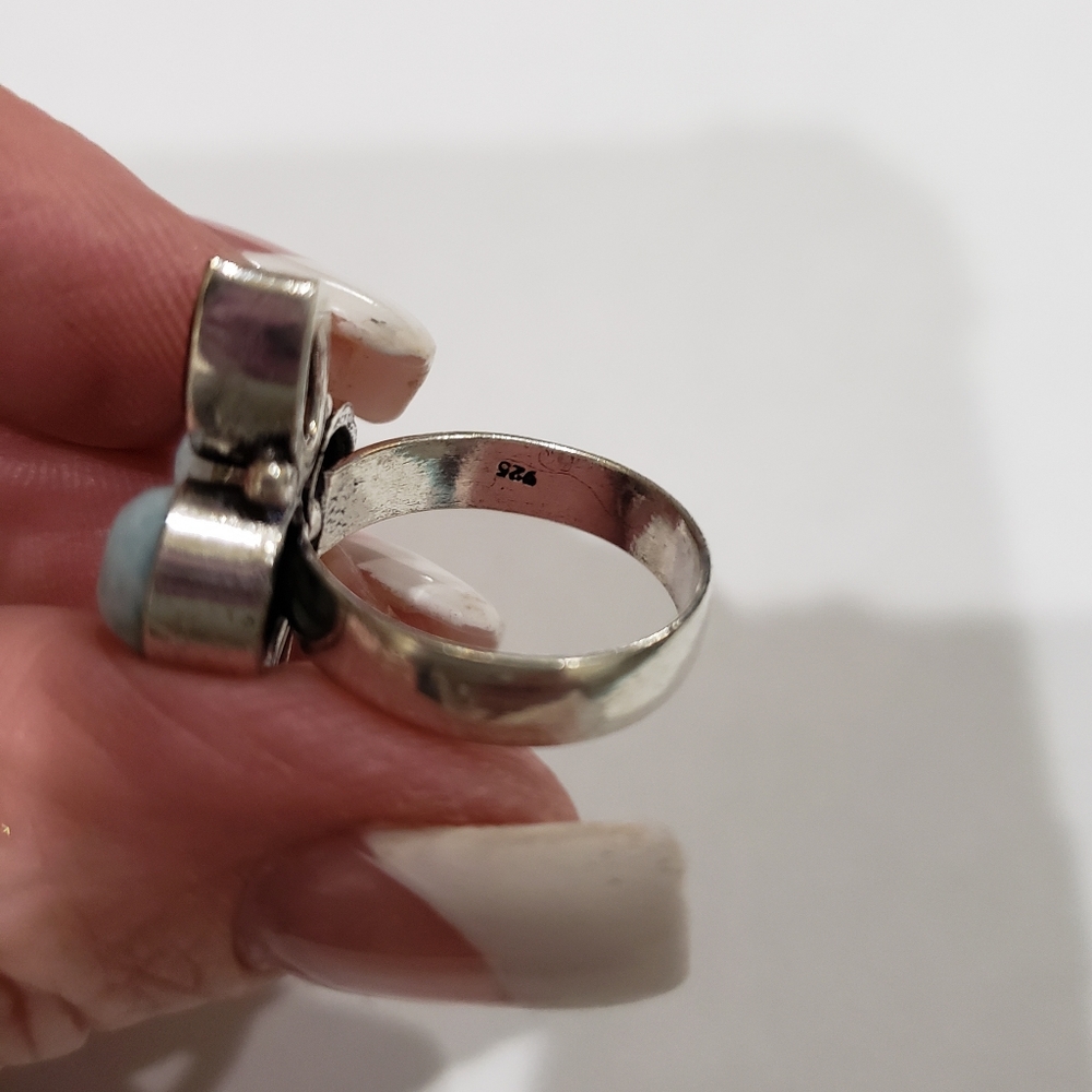 Handmade Owyhee Opal Amethyst 925 Unique Ring - Picture 8 of 11